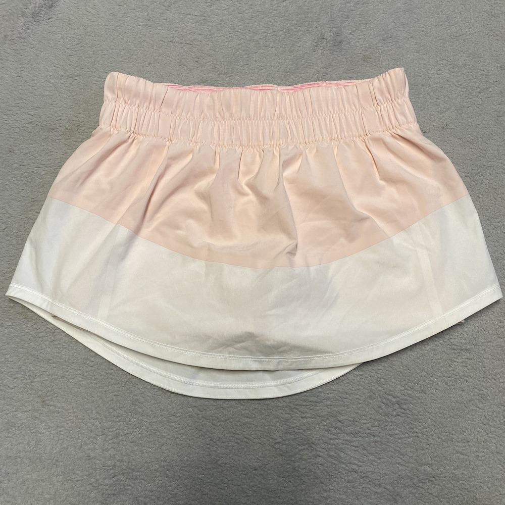 Lululemon‎ Run Breeze By Skirt Womens 4 Pink White Colorblock Lined Skort Tennis